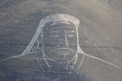 Image of Chinggis Khaan on a hillside near Ulaanbaatar