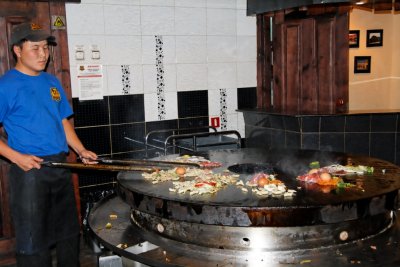 Cooking at BD's Mongolian Grill, the only American franchise in Ulaanbaatar