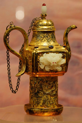 Items from the Ming Dynasty are on display inside the Hall of Eminent Favor