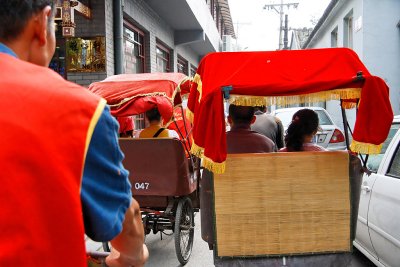 Pedicab traffic jam in the Hutong