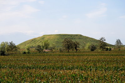 Imperial burial mound near the Xi'an airport.  There are many of these in the fields surrounding the city.