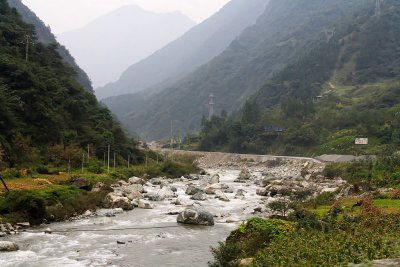 This river runs the length of the Valley leading to Wolong
