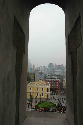 Macau view through ruins