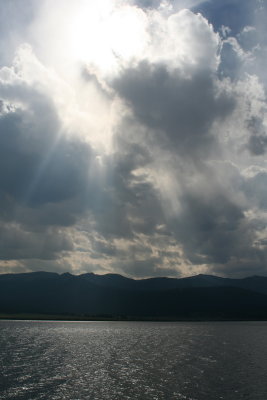 Godlight over Hebgen Lake, just west of Yellowstone