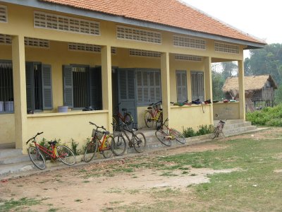 Bikes in front of the school