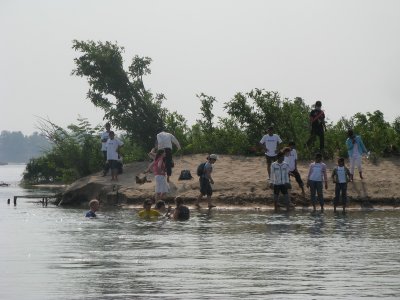 Going for a swim in the Mekong