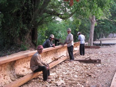 Traditional boat builders at work