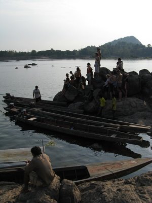 Just me, the dolpins, and dozens of foreigners on two rocky islets in the Mekong