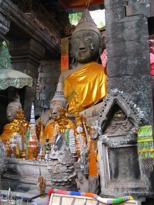 Inside the temple- originally Hindu when built around the year 1000, but now converted to a Buddhist temple