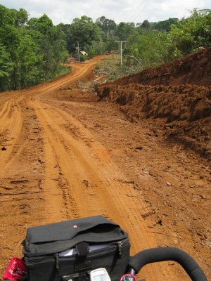 A side road to see a waterfall- and under construction