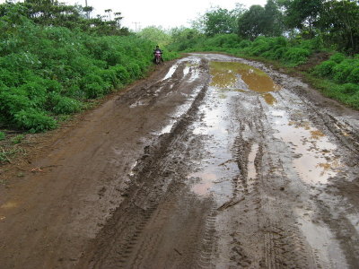 I rode for about half a day on some very bad, rough, muddy dirt roads through very rural areas