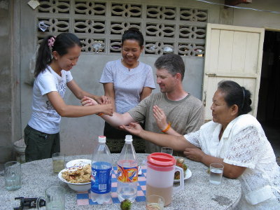 Making the rounds of friends and neighbors, and getting friendship bracelets for good luck