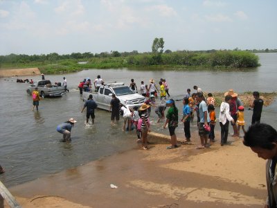 River crossing/car wash/party scene