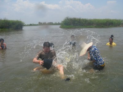 Pen and I in the river