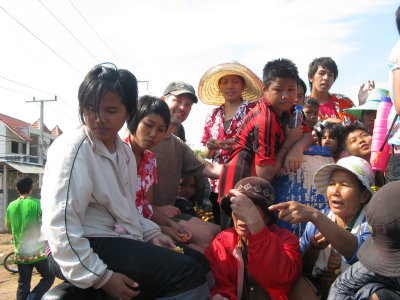 Our crew in the back of the pickup truck- can you spot the falang (foreigner)?