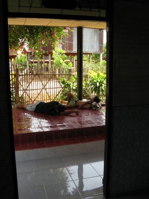 Two neighbor guys crashed out on the porch