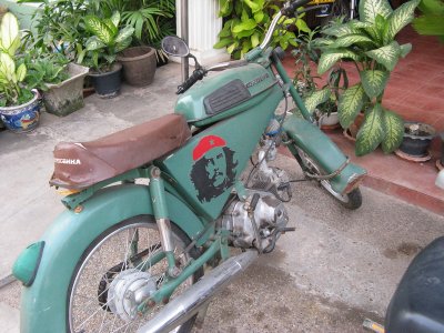Russian (?) motorcycle with Che Guevara- a quite popular image in this communist country