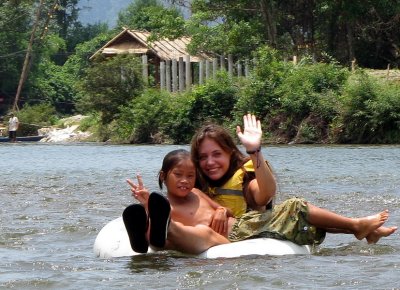 Little kids would swim out, and drag tubers into the bars where they would feed us shots of local whiskey