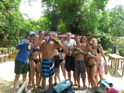 Our river gang- a mix of people from around the world, along with an interesting mix of drinks!