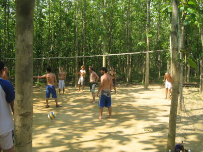 Beach volleyball game at the next bar