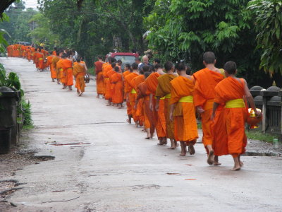 Monks on parade- their morning rounds