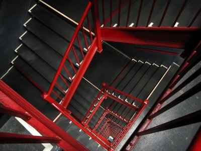 5th: Red & Gray Stairwell by tvsometime