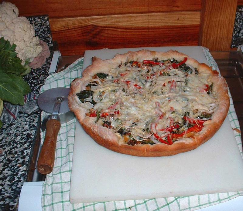 pizza de espinacas cocida