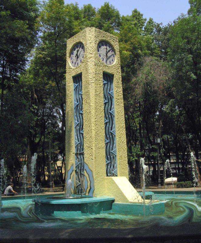 The Water Clock, donated to México, DF by the Armenian Community. Parque Mexico, Colonia Condesa