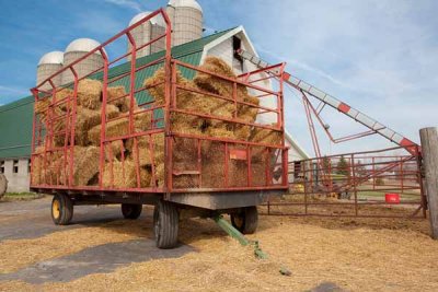 Hay Wagon with Bales of Straw