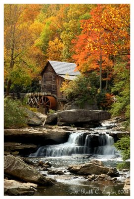 Glade Creek Grist Mill Autumn (portrait)