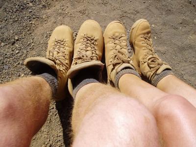 Dusty hiking boots