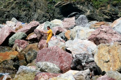 Yellow Fisherman on the rocks...