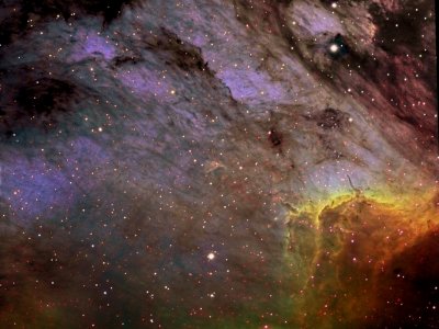 Pelican in SII, Ha and OIII (Hubble Palette)