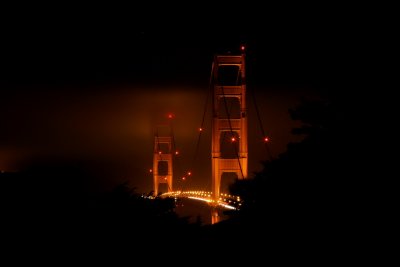 GG Bridge at night