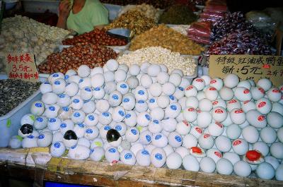 Beijing Market red and blue eggs