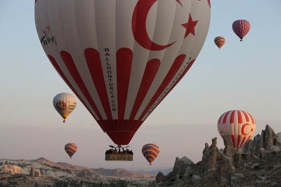 Take off in front of Goreme Open Air Museum