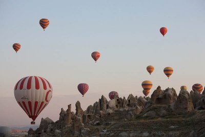 Take off in front of Goreme Open Air Museum