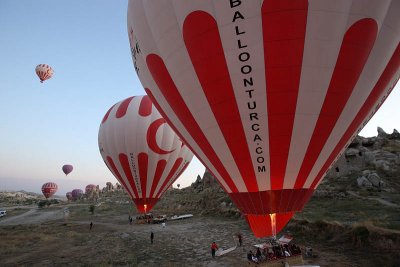 Take off in front of Goreme Open Air Museum