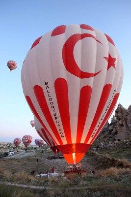 Take off in front of Goreme Open Air Museum