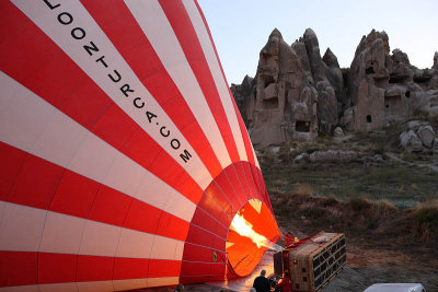 Take off in front of Goreme Open Air Museum