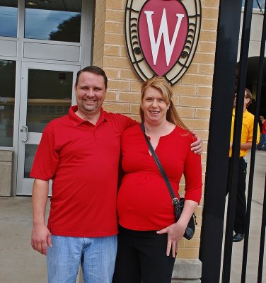 RICK AND AMY ARE FANATICAL BADGER FANS AND NEVER FAIL TO GET THE RED OUT