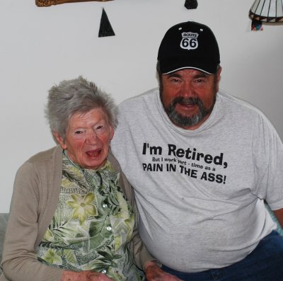 DON AND HIS MOTHER SHARE A LAUGH-MARGE DID NOT LIKE DON'S T SHIRT