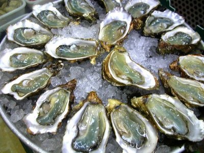 THE RAW OYSTERS WERE A FAVORITE AMONG MANY IN THE CROWD