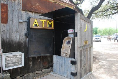 LUCKENBACH DOES HAVE SOME NEW MODERN TECHNOLOGY DISCREETLY HIDDEN BEHIND WEATHERED  BOARDS