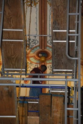 THESE TALENTED RESTORERS WORKED ON SCAFFOLDING OVER 80 FT FROM THE FLOOR OF THE CHURCH