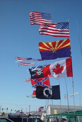 FLAGS ARE VERY POPULAR TO MARK YOUR RIG IN THE DESERT