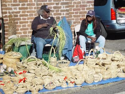 NATIVES WEAVE BASKETS FROM SALT GRASS AND THEY ARE  VERY EXPENSIVE