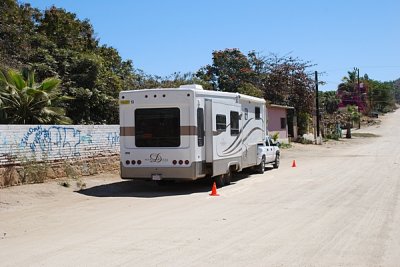 CONES WERE SOMETIMES PUT OUT TO MARK OUR RIG-THIS WAS OUR HOME-OUR ONLY HOME