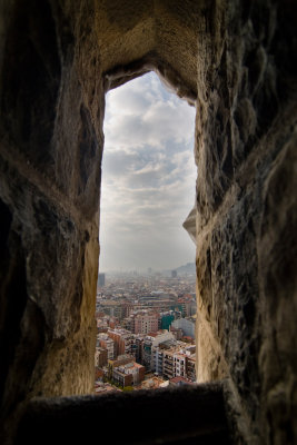 through the window. La Sagrada  Familia