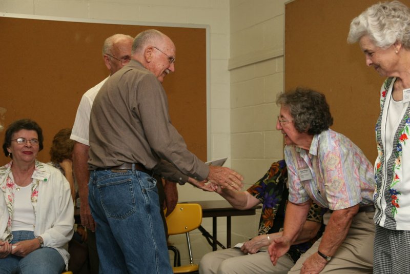 Fred Spann greets old friends
